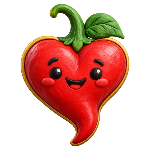 Chile de corazón de plastilina